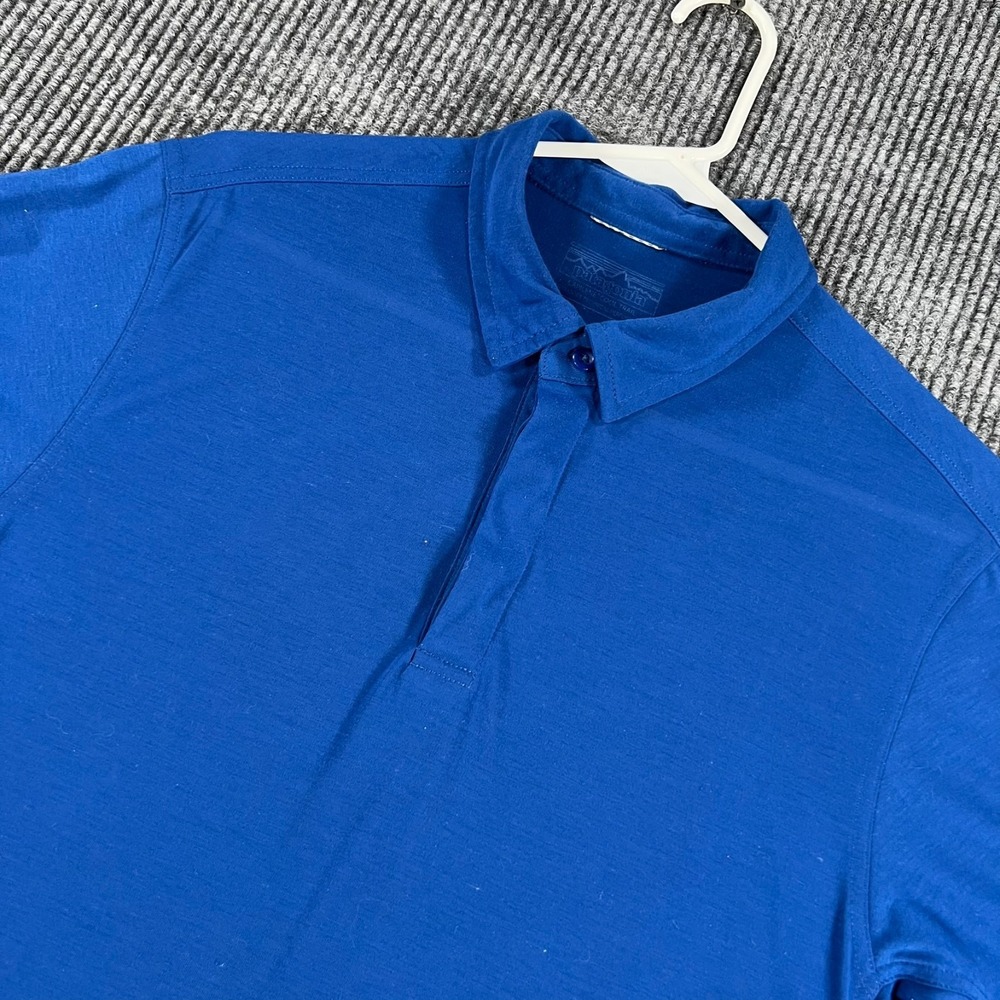 Patagonia Capilene Cool Trail Polo Shirt Mens Medium Blue Short Sleeve Outdoor